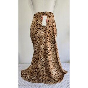 NWT Leopard Print Slip Skirt Ruched Y2K Punk Rock Grunge Festival Size XL Cider